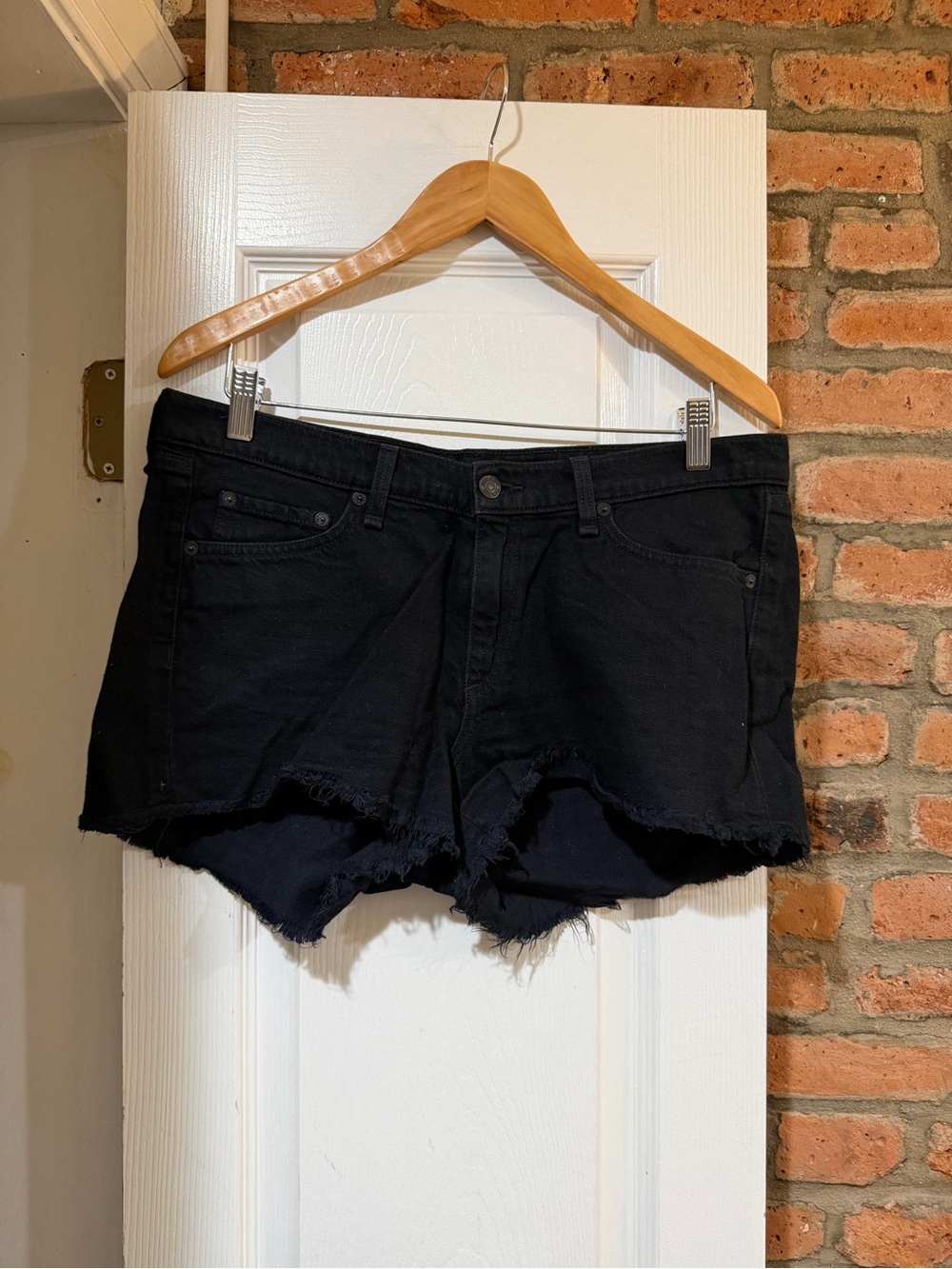 Rag & Bone mini black denim shorts, size 30